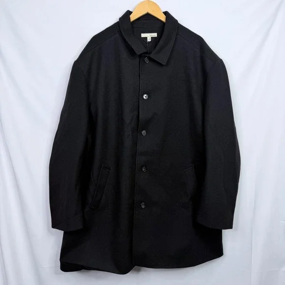 Hawker Rye Car Coat Mens XXL Black Button Front Recycled Polyester Outerwear